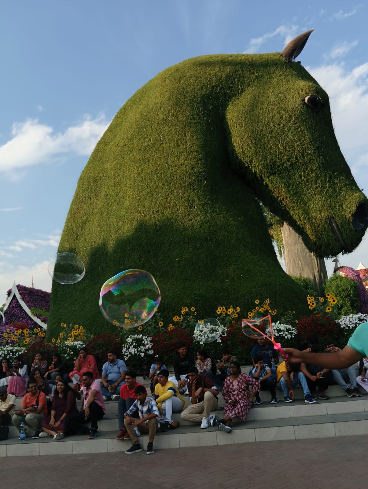 A Shubh Yatra group at the Dubai Miracle Garden